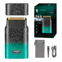 Электробритва VGR V-308 шейвер, двойное лезвие, 9000 RPM, LED дисплей Зелёный