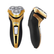 Електробритва для чоловіків роторна для вологого та сухого гоління з триммером DSP 60015. Золото