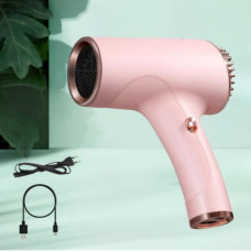 Фен для сушки и укладки волос WNK-2027 портативный фен с USB зарядкой дорожный Розовый