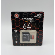 Високошвидкісна картка пам'яті micro SD AMAZON Pro 64GB class 10 з кишенею
