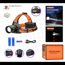 Налобный фонарь с флуоресцентной окраской Arexes AR-T202, светодиод TG+CO, zoom, 2 АКБ 18650, 1 режим