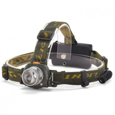 Фонарь налобный 6614-XPG, датчик движения, ЗУ 220/12V, 1x18650, фонарик