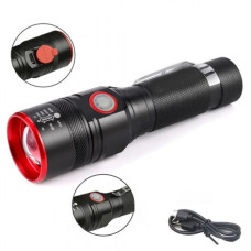 Ручной светодиобный аккумуляторный фонарь с зумом и зажимом + бокс, BL-749-T6 фонарик