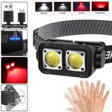 Аккумуляторный налобный фонарь с датчиком движения X-Balog K372 (есть красный свет) фонарик