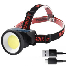 Налобный аккумуляторный фонарь с солнечной панелью WH 9958B есть красный свет