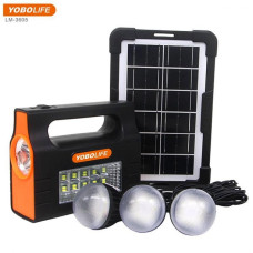 Ліхтар ручний + зарядна станція + сонячна панель та 3 лампи YoboLife LM-3605