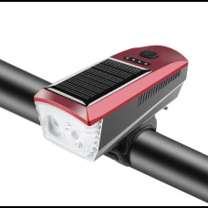 Ліхтар Велосипедний із сигналом акумуляторний та сонячною зарядкою FY-327 Червоний