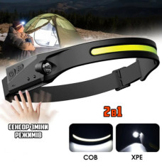 Налобний Ліхтарик G28 Xpe Cob ліхтар із датчиком руху