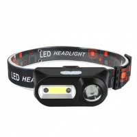 Фонарь налобный 1804A-XPE+COB, датчик движения, 1x18650, ЗУ Type-C