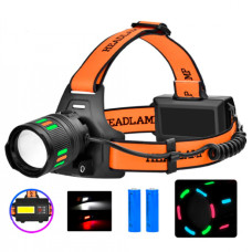 Налобный фонарь с флуоресцентной окраской BL-T203, светодиод TG+CO, zoom, 2 АКБ 18650 Налобный фонарь с флуоресцентной окраской BL-T203, светодиод TG+CO, zoom, 2 АКБ 18650