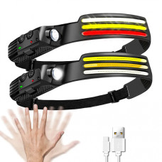 Ліхтар налобний COBA CB-689-3 акумуляторний з датчиком руху та червоним світлом