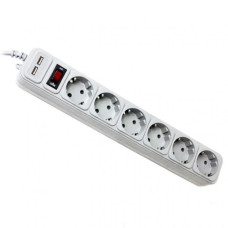 Подовжувач Greelite на 6 розеток 1,5 м з 2 USB виходами Білий