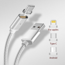 Магнітний кабель 3в1 для заряджання Android, Iphone, Type C Magnetic USB Cable