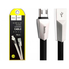 Кабель HOCO X4 Zing Alloy Micro USB Чорний із сірим