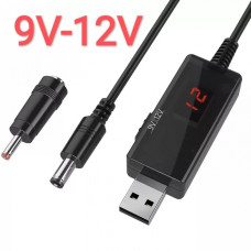 Кабель USB-DC для роутера 9V/12V з перемикачем, живлення PowerBank, DC 5.5×2.1