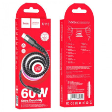 Кабель HOCO U110 Type-C to Type-C 1.2м charging, струм до 3A для смартфонів 60W Чорний