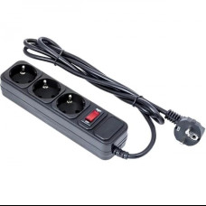 Подовжувач - Мережевий фільтр Greelite на 3 розетки 5 метрів кабель Чорний