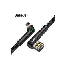 Кабель Baseus Data Lightning 2.4A 1 м CALKLF-P01 Боковий USB Чорний Оригінал