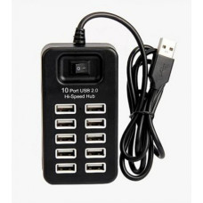 USB Хаб на 10 портів USB 2.0 HUB P-1603 Чорний