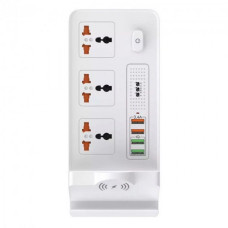 Мережевий фільтр DT BKL-20 3x220V+4xUSB WIREESS POWER 10W з бездротовою зарядкою Білий