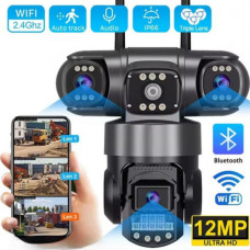 Уличная поворотная SC-28-4G камера видеонаблюдения на сим-карте V380PRO на три линзы 12MP