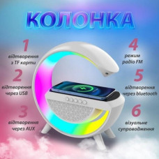 Настільна лампа Нічний світильник з Bluetooth Колонкою 3 в 1 LED Wireless Charging Speaker BT-2301 Біла Настільна лампа Нічний світильник з Bluetooth Колонкою 3 в 1 LED Wireless Charging Speaker BT-2301 Біла