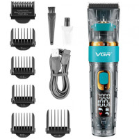 Аккумуляторная машинка для стрижки волос + 6 насадок, с USB, VGR V-695 / Беспроводной триммер для стрижки