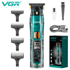 Машинка для стрижки волос триммер для бороды VGR V-961 LED дисплей + 4 насадки