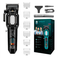Аккумуляторная машинка для стрижки VGR V-600, 6 насадок, регулятор высоты, 7000 RPM, LED дисплей Черная Аккумуляторная машинка для стрижки VGR V-600, 6 насадок, регулятор высоты, 7000 RPM, LED дисплей Черная