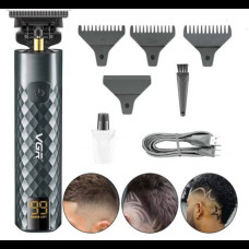 Професійна машинка для стрижки волосся, бороди, вусів триммер VGR V-077 з насадками та LED екраном