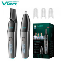Аккумуляторный триммер для носа и ушей + 2 насадки, VGR V-603 / Машинка для стрижки волос в носу