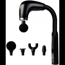 Массажер Аккумуляторный U-образный для тела мышечный портативный ручной 4 насадки Fascial Gun R01 Черный