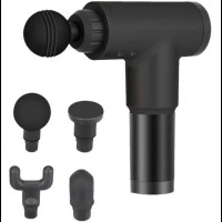 Массажер Аккумуляторный для тела мышечный портативный ручной 4 насадки Fascial Gun GB-820 Черный