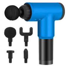 Массажер Аккумуляторный для тела мышечный портативный ручной 4 насадки Fascial Gun GB-820 Синий