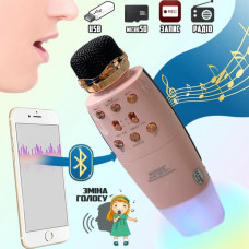 Караоке микрофон + беспроводная портативная колонка 2 в 1 Bluetooth Wster WS-2011 Розовый
