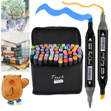 Набір двосторонніх маркерів для скетчингу та малювання на спиртовій основі Touch Qiuci 60 шт