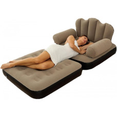 Надувное кресло диван 2в1 A-Sofa до 150 кг Чёрный с серым (52622)