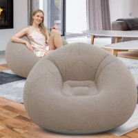 Надувное кресло-пуф Inflatable Sofa / Надувное кресло-мешок 110×110×85 см с насосом Бежевый