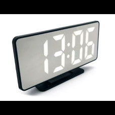 Дзеркальний LED годинник з будильником і термометром VST-888 Чорний Біле підсвічування