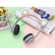 Бездротові навушники з котячими вушками та RGB підсвічуванням Y47 Сірі з рожевим