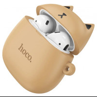 Беспроводные наушники вкладыши в кейсе HOCO EW45 + силиконовый кейс Кот Бежевый