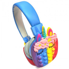 Бездротові дитячі навушники POP IT єдиноріг Bluetooth AH-806H Сині