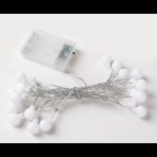 Новогодняя LED RGB гирлянда с прозрачным проводом и питанием от батареек Шарики Длинной 3м 20 LED шариков