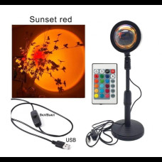 Проекційна різнокольорова RGB LED лампа Sunset Lamp з ефектом заходу сонця з пультом, світильник заходу сонця/світанку,