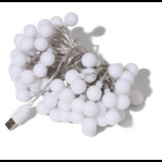Новогодняя LED RGB гирлянда с прозрачным проводом и питанием от USB Шарики Длинной 6м 40 LED шариков