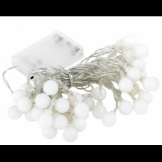 Новогодняя LED RGB гирлянда с прозрачным проводом и питанием от батареек Шарики Длинной 6м 40 LED шариков