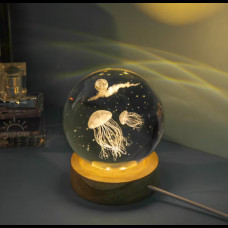 Декоративный 3D ночник хрустальный шар Crystal Ball Медуза (52389)