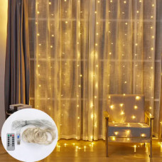 Світлодіодна Гірлянда-Завіса Штора 3*2м 240LED USB c Пультом для Прикрас Вік Жовта