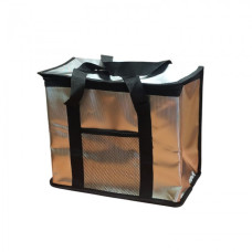 Термосумка для транспортировки холодных и горячих продуктов Серая с черными ручками 15 литров 30х16х26