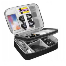 Сумка органайзер для хранения проводов, зарядок, кабелей, аксессуаров, 2 отделения Черная Сумка органайзер для хранения проводов, зарядок, кабелей, аксессуаров, 2 отделения Черная